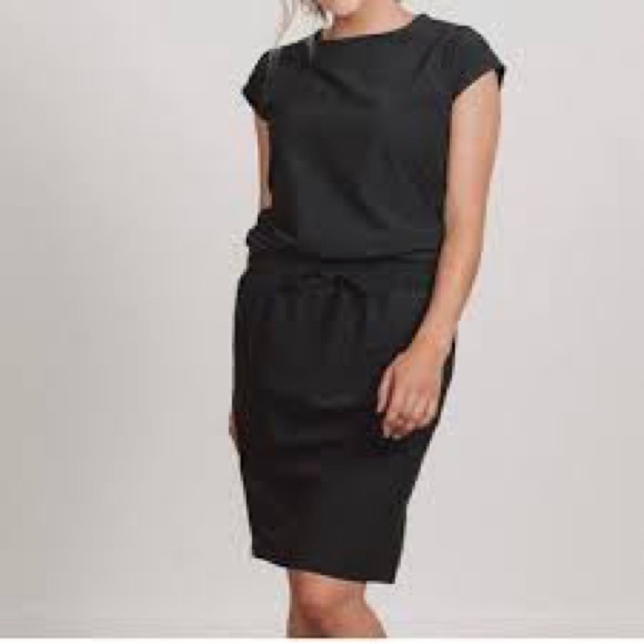 ALBION GOING PLACES DRESS BLACK XS SHORT SLEEVE SIDE ZIPPERS DRAWSTRING WAIST - Picture 8 of 8